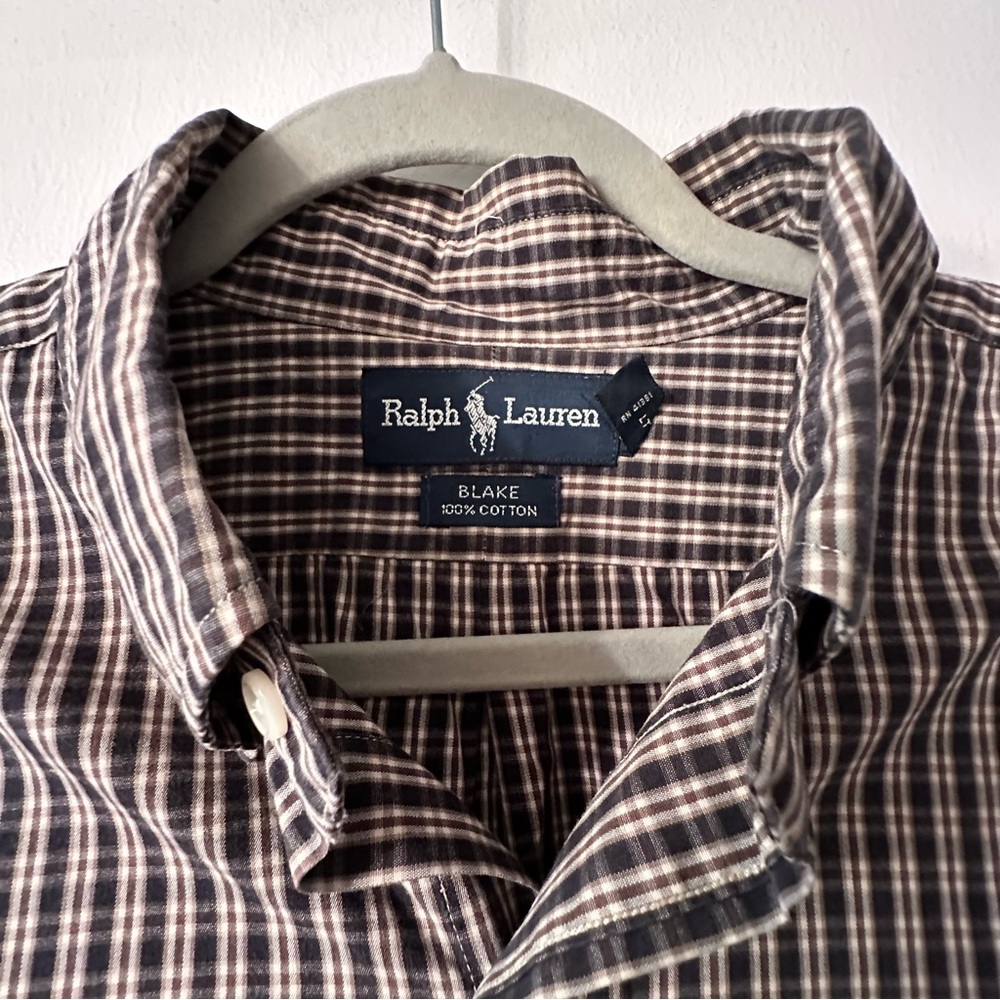Ralph Lauren Men's Brown Plaid Shirt Size XL